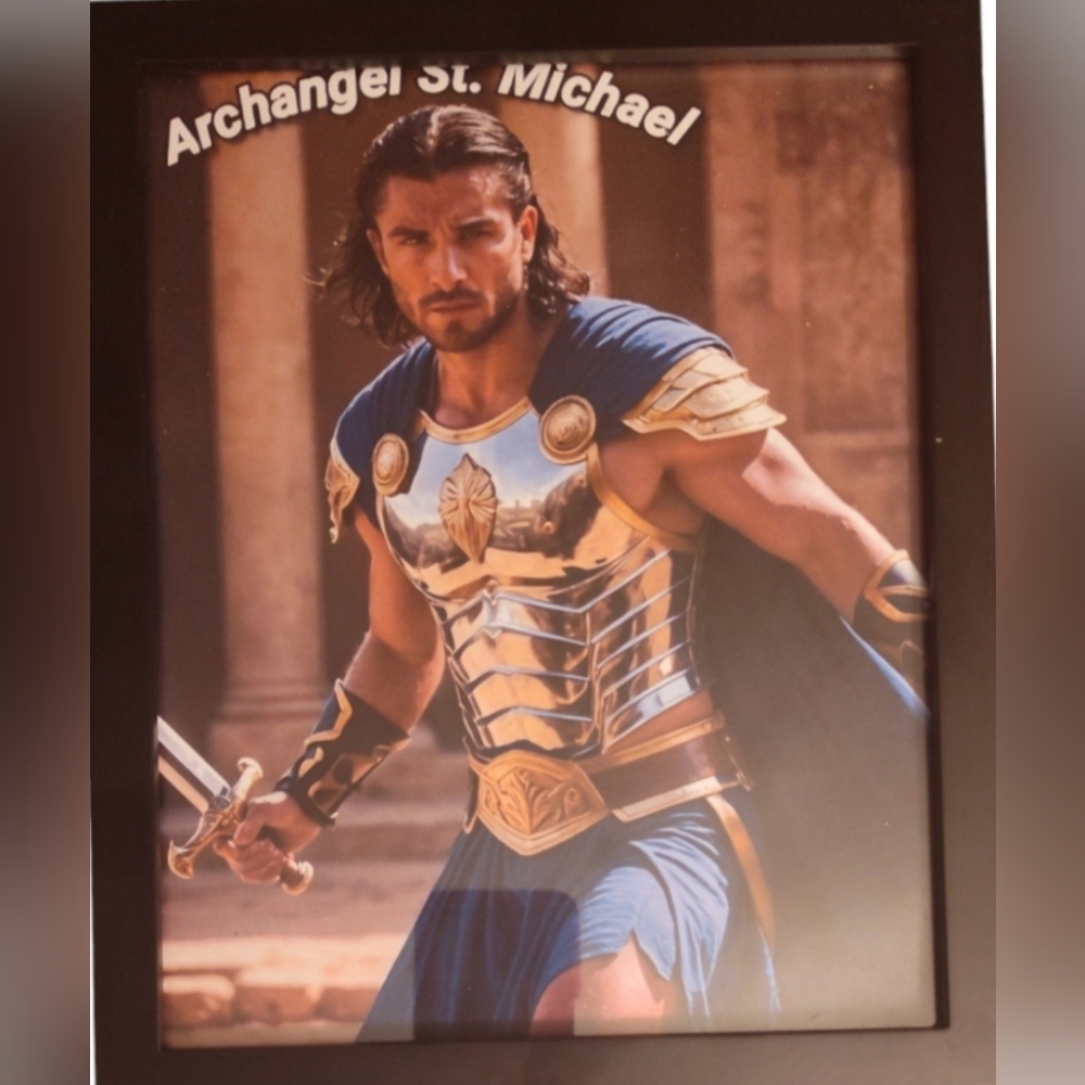 Archangel St Michael in Glass Front Frame 8x10 Picture AI wall